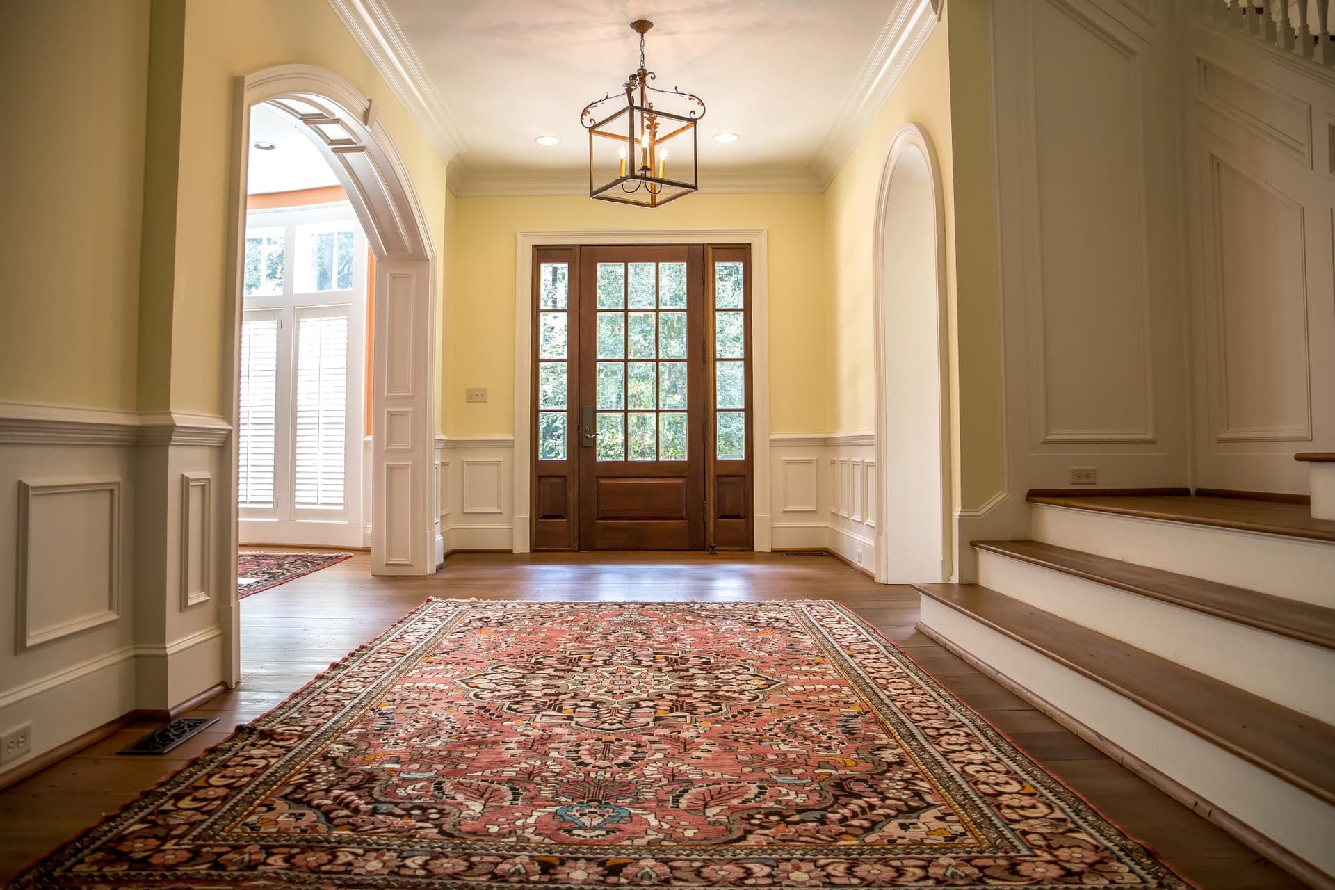 Oriental wool area rug in a living room